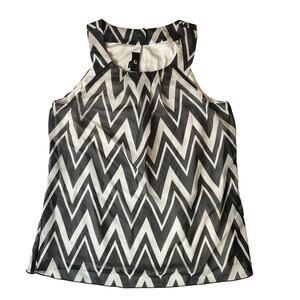 Iz Byer Women Blouse size L Sleeveless Screw Neck Lightweight Black & White